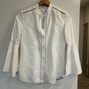Robert Graham White Embroidered Button-Up Blouse